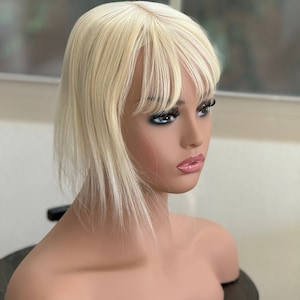 Till style remy human hair toppers z grzywką jasny blond