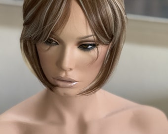 Ash Brown Blonde Highlighted Hair Topper, Clip In Crown (10 inch)