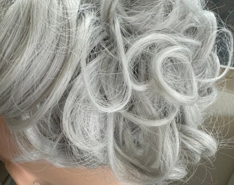 Silver Grey Messy Hair Bun – Curly Synthetic Hair Piece