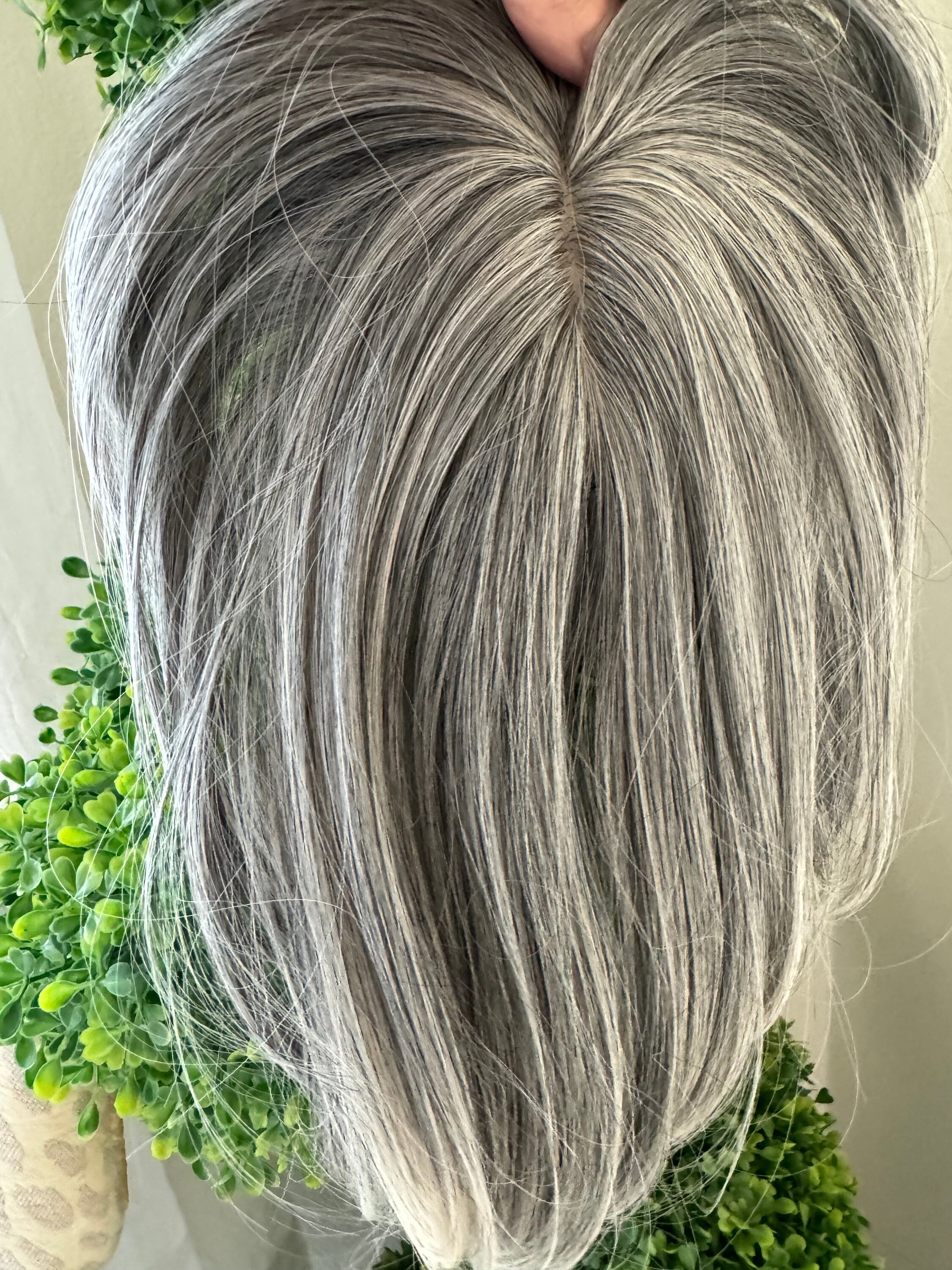 Best Grey Hair Toppers for Women Synthetic Salt and Pepper Pale White