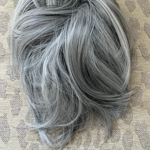 Grey Tousled Updo Chignon: Elastic Hair Bun