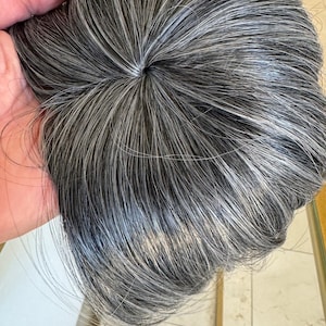 Gray Hair Topper: Clip-In Synthetic Fiber, Thinning Crown, 10 inch