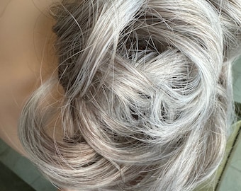 Salt and Pepper Messy Bun, Elastic Updo Hair Piece