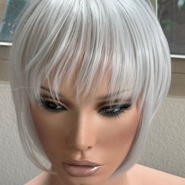 Tillstyle light grey large clip in bangs thick bangs /thinning crown