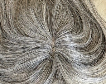 Tillstyle white grey Human Hair Toppers with bangs