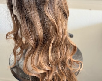 26" Ombre Caramel Wavy Lace Front Wig, Heat Resistant