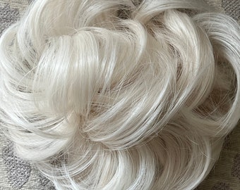 Bleach Blonde Curly Hair Bun - Elastic Synthetic Hairpiece