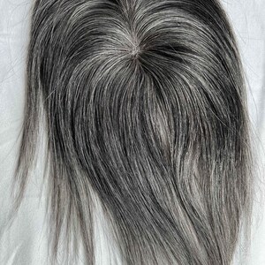 Real Human Hair Topper Virgin Hair,3x5 Silver Grey Salt and Pepper ...