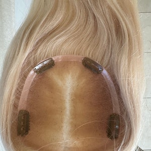 Nakładki na włosy ludzkie Tillstyle jasny blond/100% ludzkich włosów, pojedyncza siateczka na bazie
