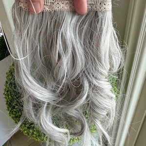 Till style silver white grey loose body wave invisible wire hair extensions