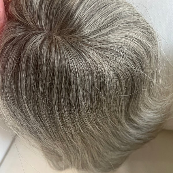 Human hair Toppers for women blonde grey salt and pepper