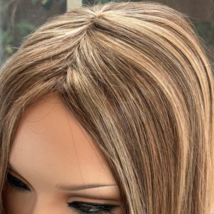 ティルスタイル ヒューマンヘアトッパー 女性用 アッシュブラウン オンブルブロンド ハイライト