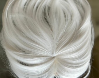 White Clip In Hair Topper: Short Synthetic Fibre, Thinning Crown