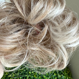 Blonde Messy Bun Hair Scrunchie: Curly Elastic Updo