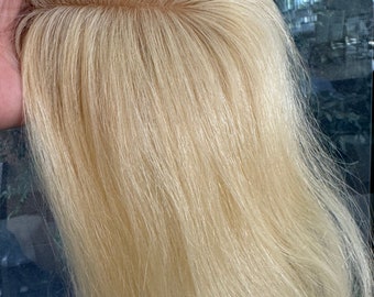 Blonde Human Hair Topper: Clip-in Hairpiece, Women's Scalp Coverage