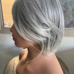 Tillstyle グレー トッパー 前髪付き 女性用 ヘアトッパー