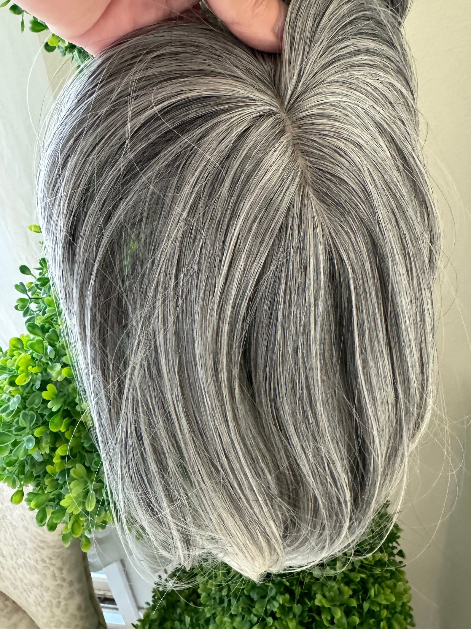 Best Grey Hair Toppers for Women Synthetic Salt and Pepper Pale White