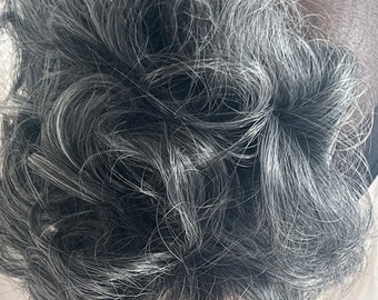 Grey Curly Hair Bun Extension with Claw Clip