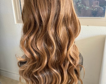 Ombre Caramel Lace Front Wig, 26" Water Wave Heat Resistant Synthetic Hair
