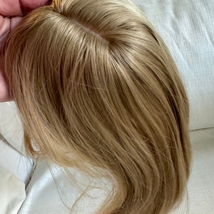 Synthetic hair toppers with bangs ash brown ash blonde clip in hair topper closure/half wig hair loss crown hair topper volume hair party