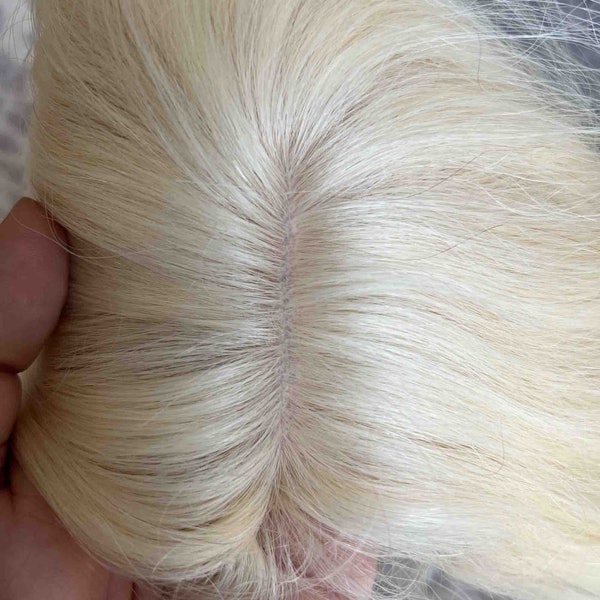Human Hair Topper for Women hair pieces for womenThinning Hair Platinum Blonde #60 Clip In Hair Topper for thinning crown/short hairstyle
