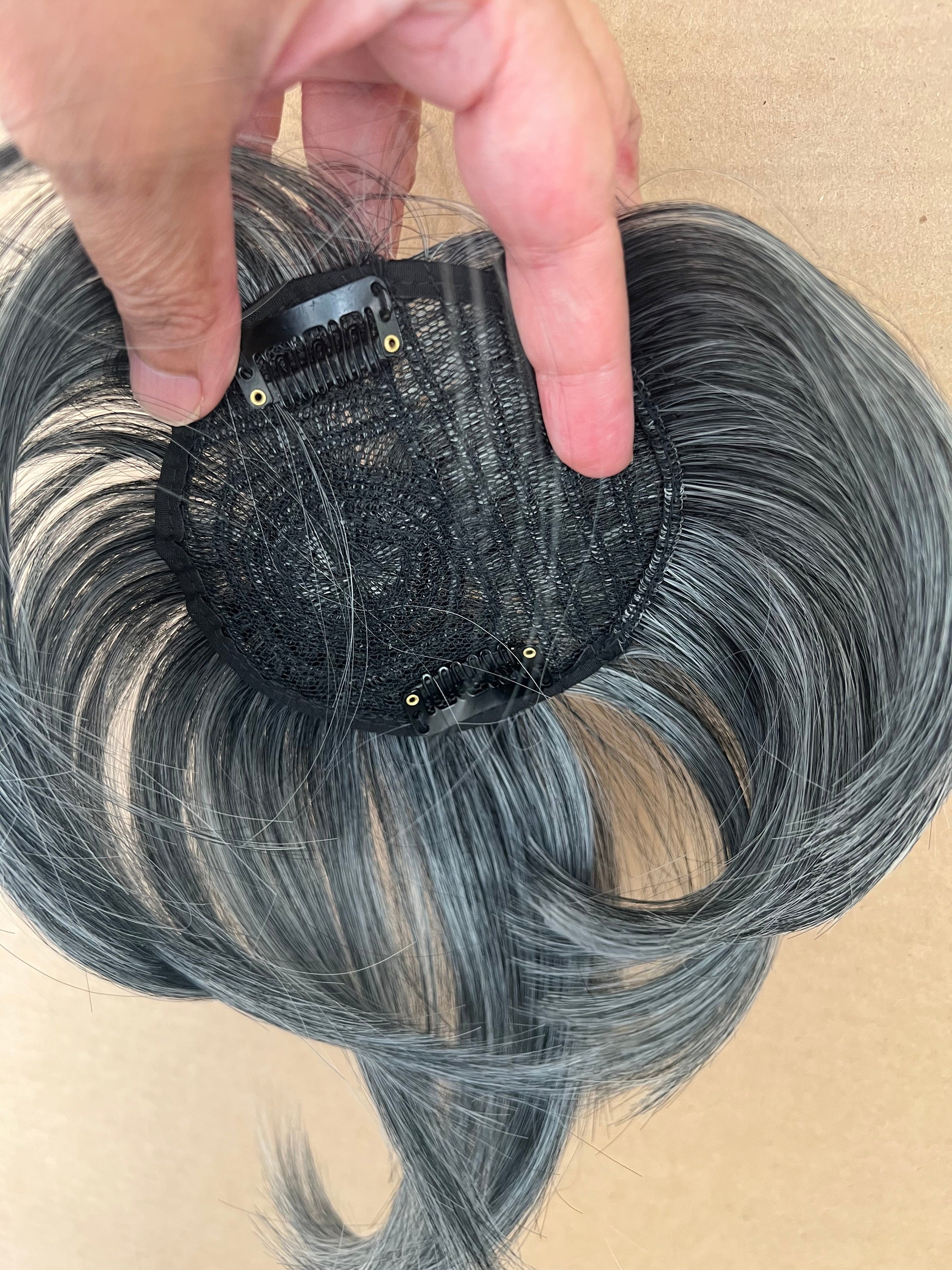 Salt and Pepper Grey Hair Topper, Clip-in Crown Volumizer (10 Inch) - Etsy
