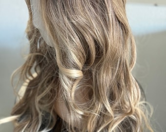 26" Ombre Blonde Wavy Lace Front Wig, Heat Resistant