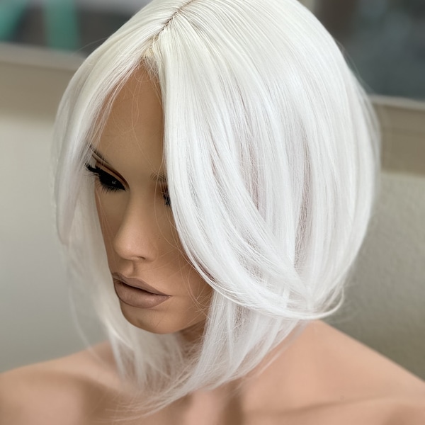 Till style pure white hair toppers for women real part /clip in hair topper