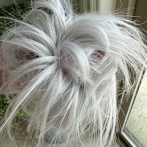 Silver Grey Messy Hair Bun, Elastic Scrunchie Updo