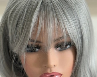 Tillstyle straight grey wig with bangs