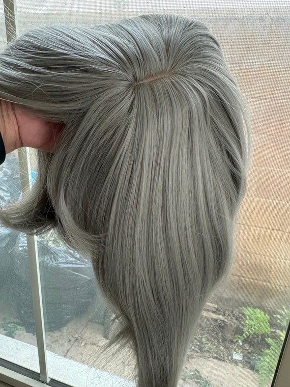 Tillstyle Medium Grey Wig With Bangs Etsy
