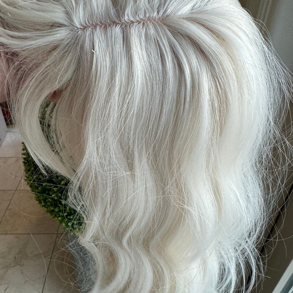 Till style creamy white hair toppers for women with butterfly bangs loose body wave