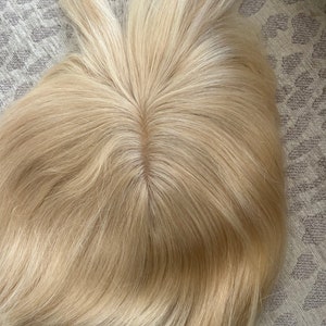 TillStyle 100% 人毛 トッパー 前髪付き ブロンド クリップ式 女性用ヘアピース