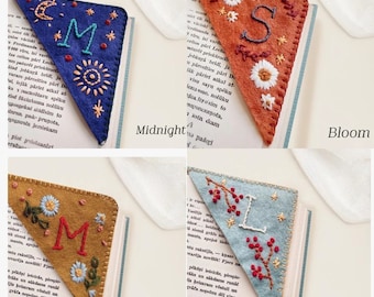 Custom Initials Embroidery Felt Bookmarks, Personalized Embroidered  Corner Bookmark, Gift for Book Lovers