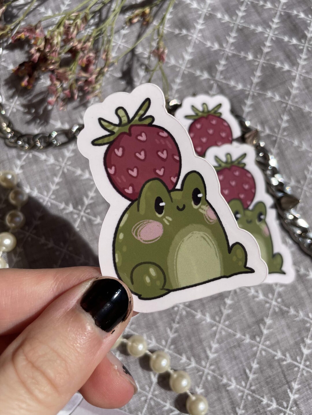 Strawberry Frog – Vinyl Sticker - Etsy
