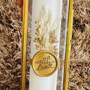 Royal Theme Custom Paper Scroll Wedding Invitations with Gold Box Flower and Wax Seal Handmade Unique Scroll Wedding Invitation