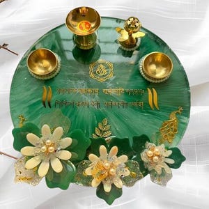 New Resin Aarti Thali / Resin Tilak Platter / Best for Return Gift/ Tray Kanku Chawal Resin work Puja Thali for Wedding/ Resin Aarti Thali