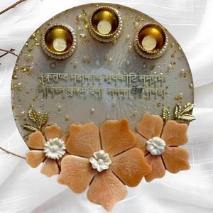 Handmade Pooja Thali Resin Pooja thali Aarti thali Indian traditional thali tray