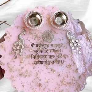 Resin Pooja thali Aarti thali Puja thali Rakhi resin platter Desi Wedding gifts Resin Tilak Platter / Best for Return Gift Tray Resin work