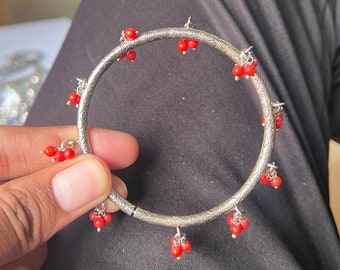 Coral Bangle, Handmade Bangle, Gemstone Bangle, Women Bangle, Solid 925 Silver Bangle, Natural Coral, Statement Bangle, Christmas Gift