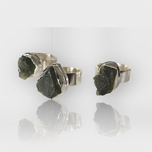 Natural Moldavite Ring, 925 Solid Sterling Silver, Best Handmade Jewelry, Genuine Czech Republic Moldavite Gemstone Ring, Gift For Her