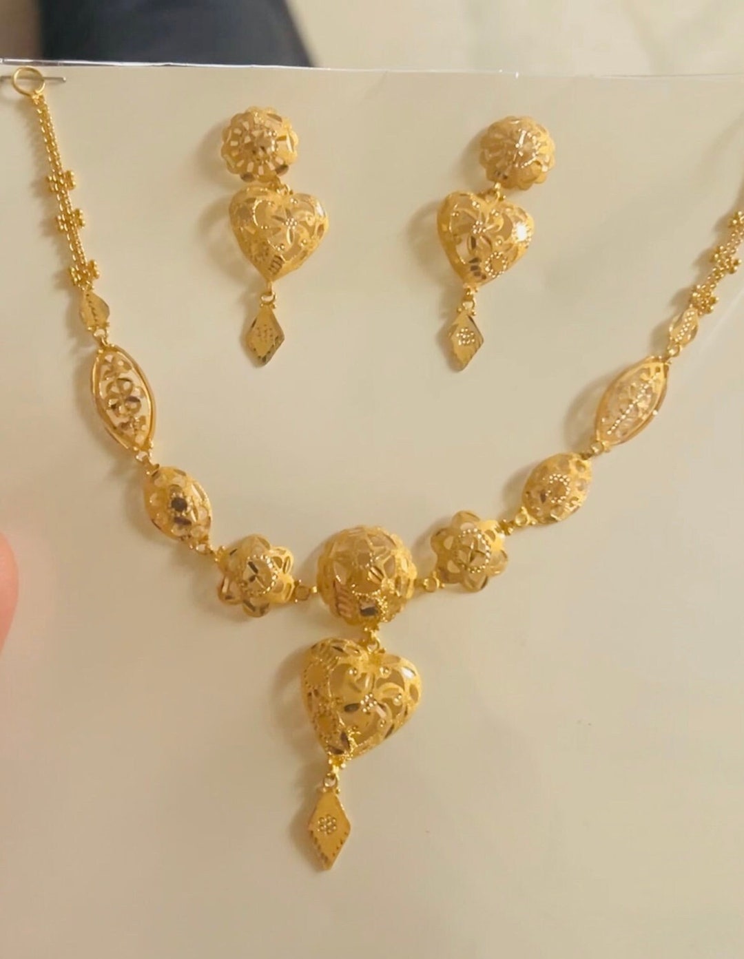 Solid Gold Necklace and Earrings Set Available in 9carat 14carat 18carat and 22 carat Wedding Gift Gift for her Gift for women Etsy