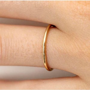Solid Gold 1 mm Thin Wedding Bands Minimalist Wedding Rings, Thin Stacking Ring Hers, Gift For Her, Gift For Him