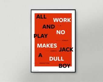 Shining 'Dull boy' movie poster | A Stanley Kubrick Production | Retro minimalist movie art print
