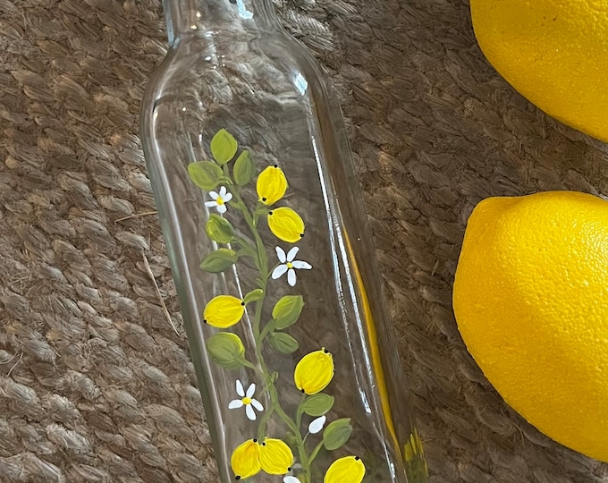Handbemalte Zitrone Olivenöl Flasche