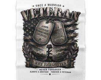 Veteran Memorial Dog Tags Blanket | Sherpa Fleece Throw, Military Tribute