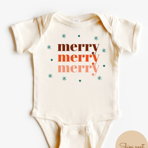 Merry Merry Baby onesie, mono retro de navidad para bebe, neutral baby outfit retro  ,neutral baby onesie,lindo body de navidad.