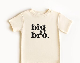 Chemise Big Bro pour tout-petits - Annonce de grossesse Chemise rétro pour enfants - Tee-shirt naturel pour nourrissons, tout-petits et jeunes frères et sœurs, cadeau grand frère.