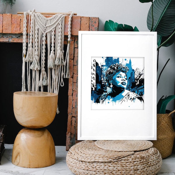 Ella Fitzgerald - Black and Blue Jazz Collection: A Digital Print Series