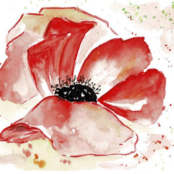 Tableau en Aquarelle - Coquelicot